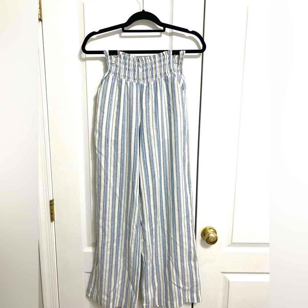 Women’s Love Tree Striped Linen Pants, Sz S